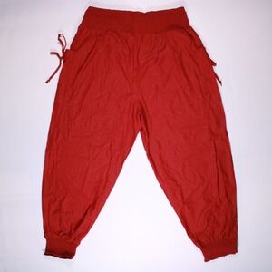 Red High Waisted Stretch Pants Womens Size L Red Baggy Casual-‎ (29 x 24.5)